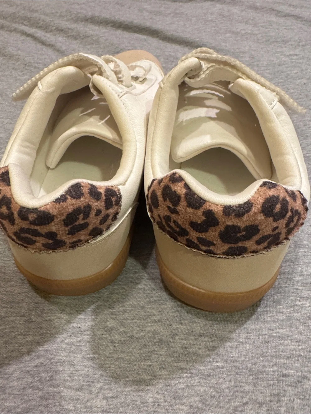 DV by Dolce Vita Cream and Tan Quick Sneakers with Leopard Heel